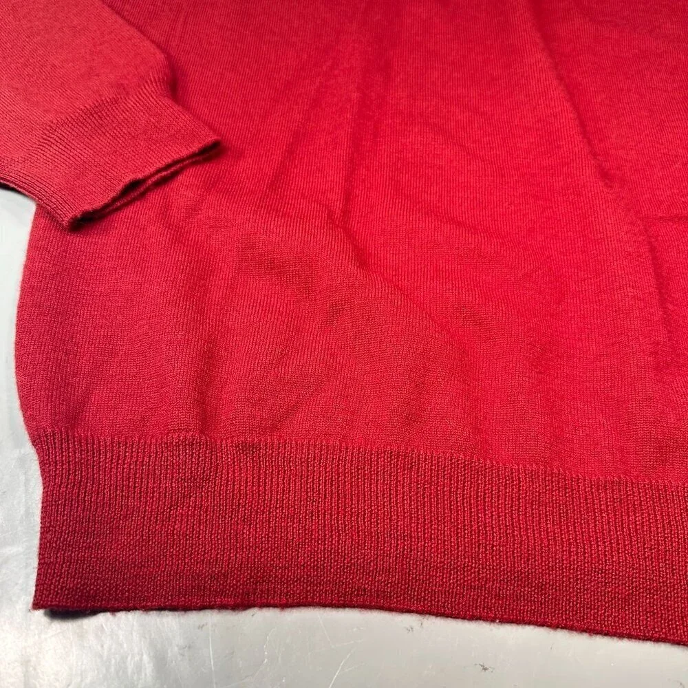 J Crew Extra Sweater Mens Fine Merino Wool V Neck Long Sleeves Ribbed Hem Cuffs
